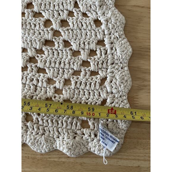 Imperial Elegance Tablecloth Cream Knit Floral Linen & Cotton Blend 48x29 - Picture 9 of 11